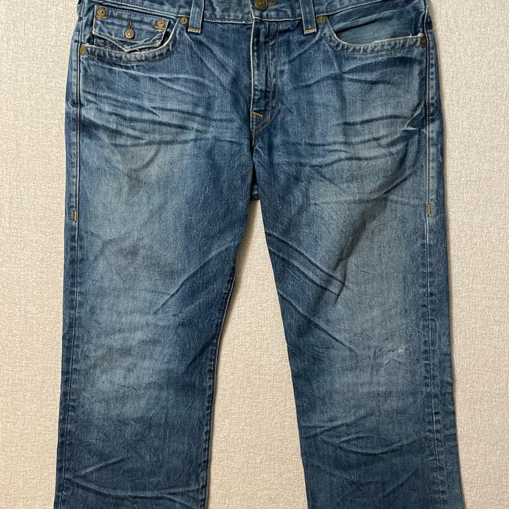 True Religion Women's Medium Blue Straight Leg Jeans Unisex 38x24